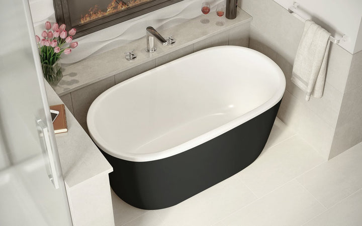 Lullaby Nano Black-White Freestanding Solid Surface Bathtub