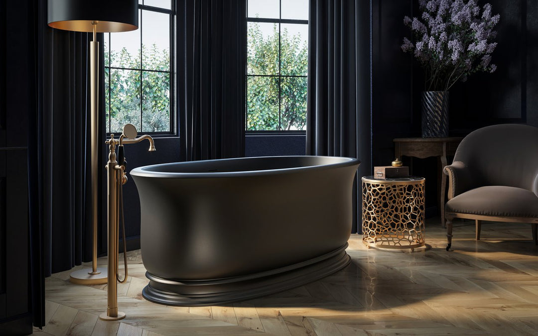 Aquatica Aphrodite-Black Freestanding Solid Surface Bathtub