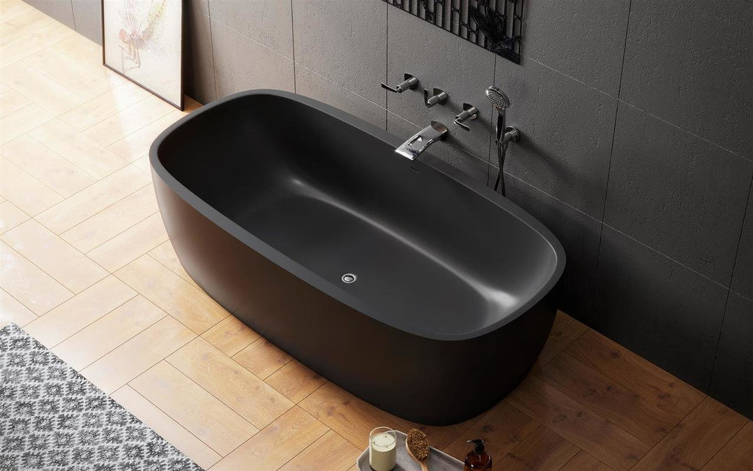 Aquatica Coletta Graphite Black Freestanding Solid Surface Bathtub