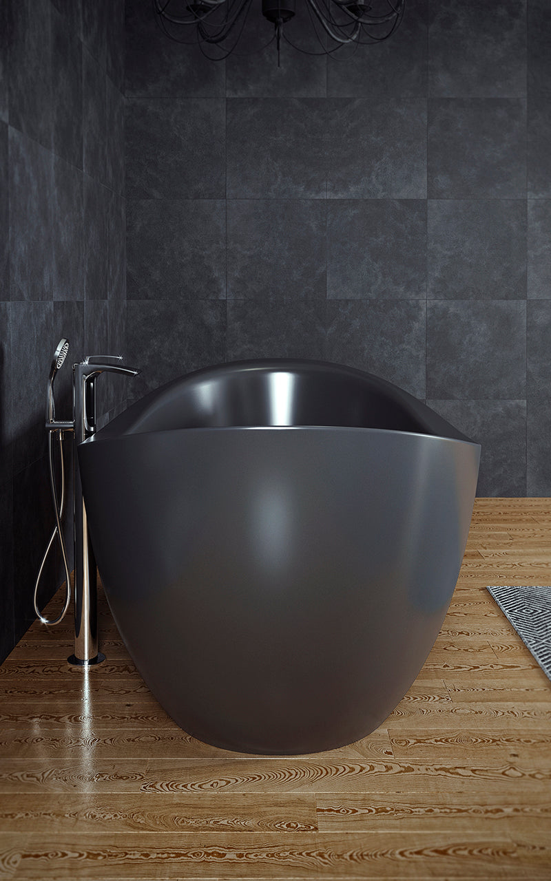 Lillian Black Freestanding Solid Surface Bathtub