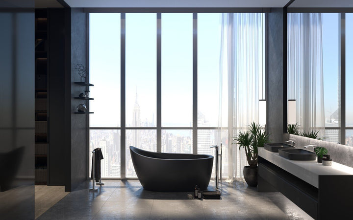 Emmanuelle 2 Black Freestanding Solid Surface Bathtub