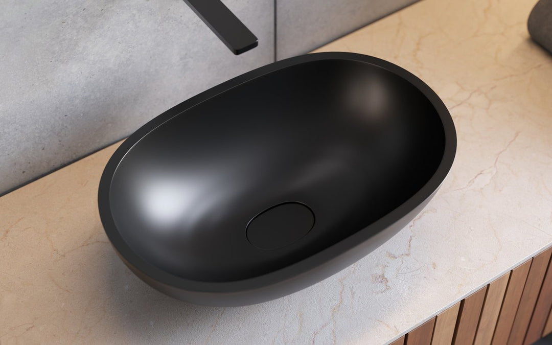 Karolina Black Oval Stone Vessel Sink