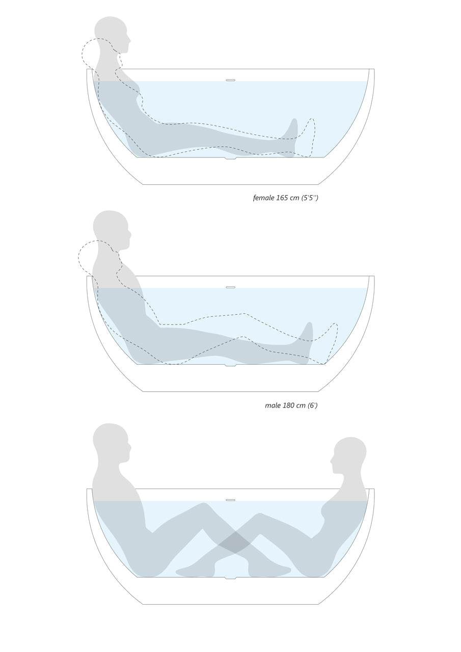 Sensuality Mini Black-White Freestanding Solid Surface Bathtub