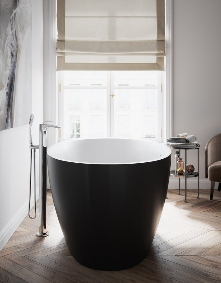 Sensuality Black-White Freestanding Solid Surface Bathtub