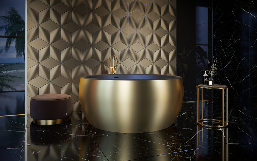 Aura Mini Victorian Gold-Black Freestanding Solid Surface Bathtub