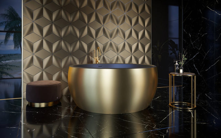 Aura Mini Victorian Gold-Black Freestanding Solid Surface Bathtub