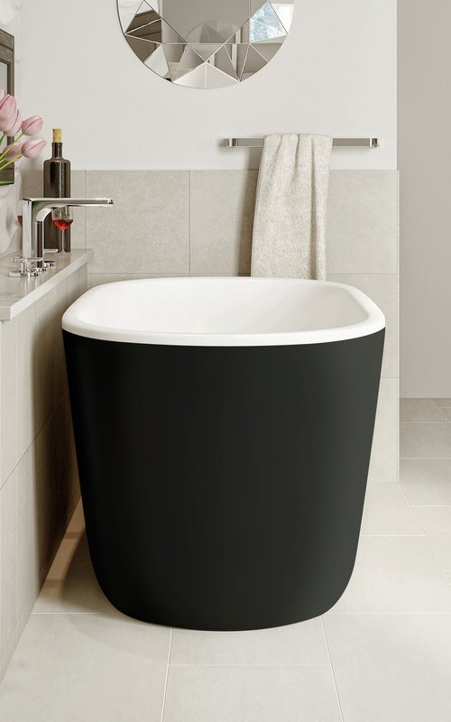 Lullaby Nano Black-White Freestanding Solid Surface Bathtub