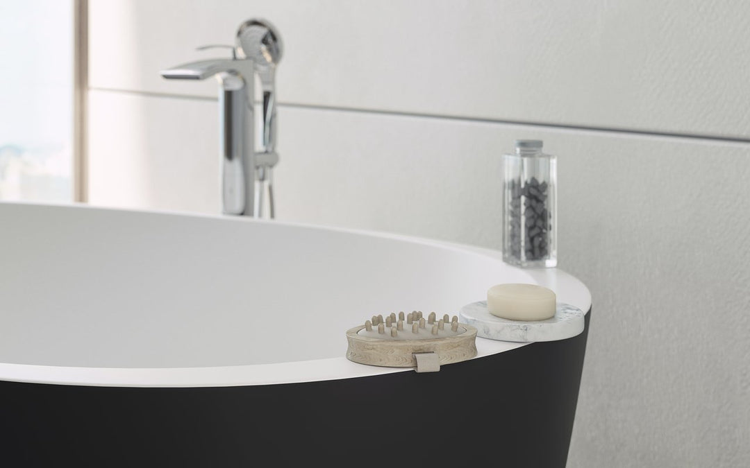 Spoon 2 Black-White Freestanding Solid Surface Bathtub