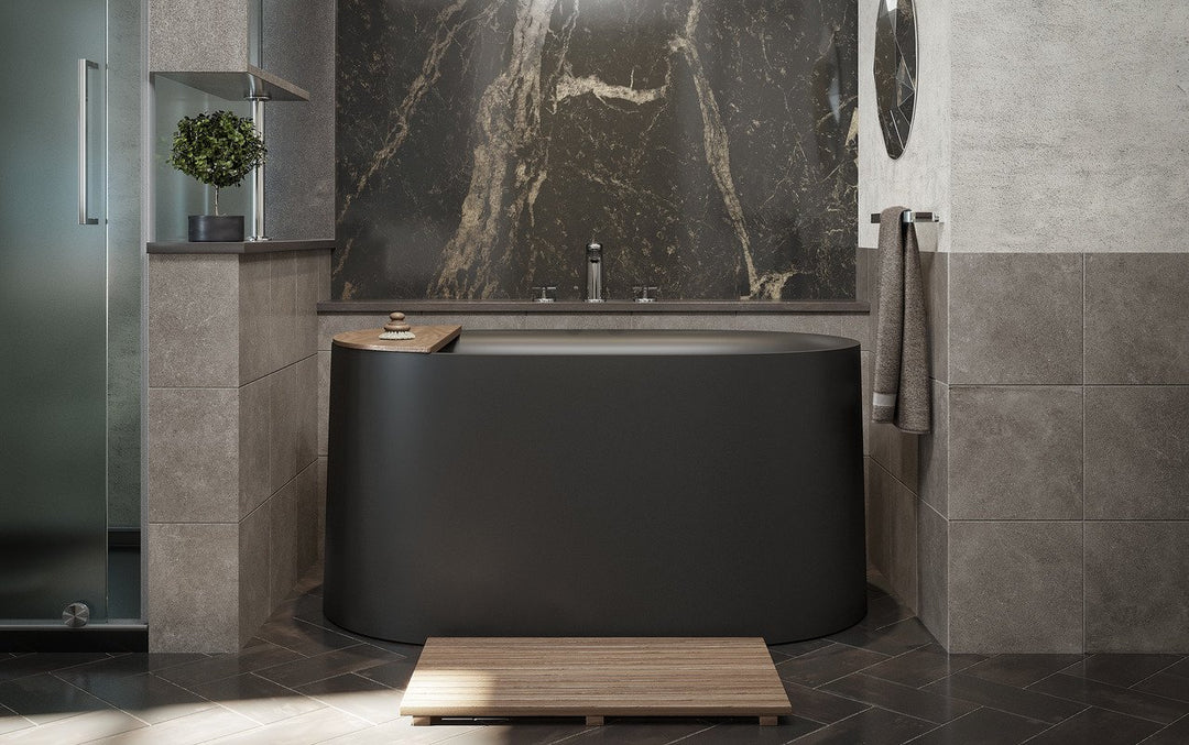 Sophia Black Freestanding Solid Surface Bathtub