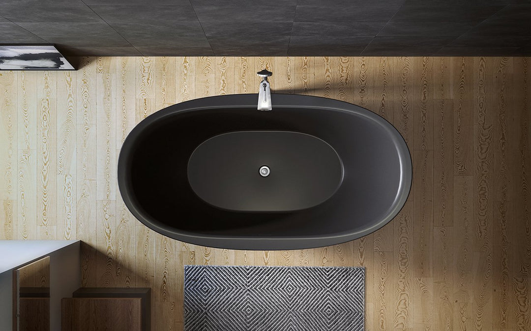 Lillian Black Freestanding Solid Surface Bathtub