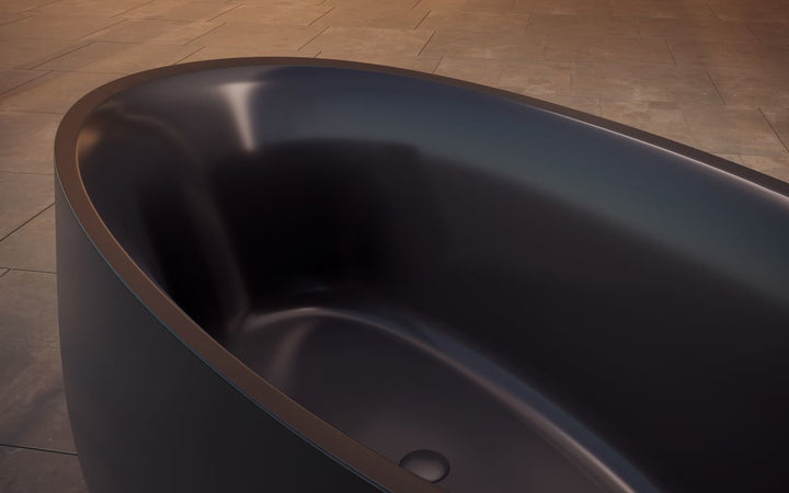 Leah Black Freestanding Solid Surface Bathtub