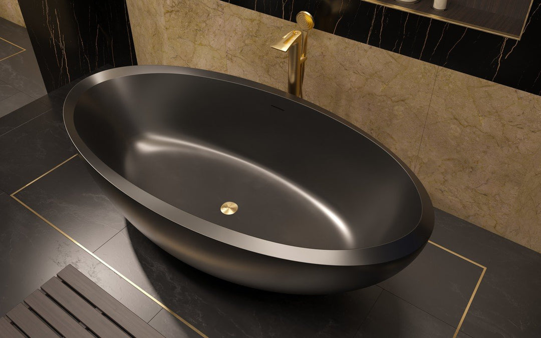 Illusion Black Freestanding Solid Surface Bathtub