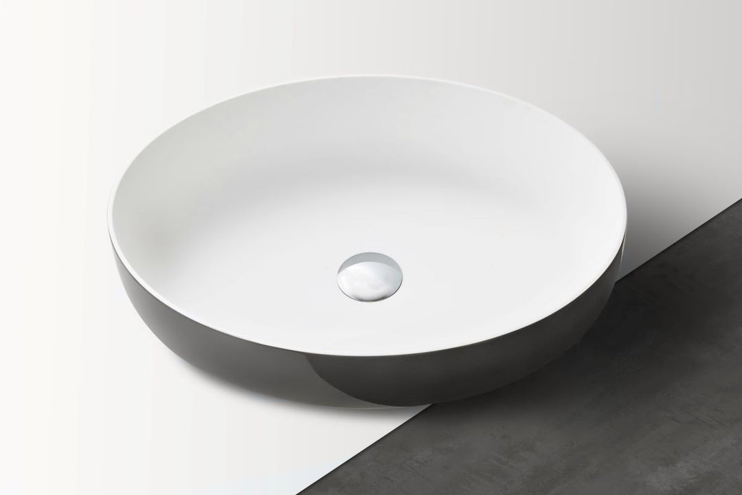 Aurora Gunmetal-White Supergloss Oval Vessel Sink
