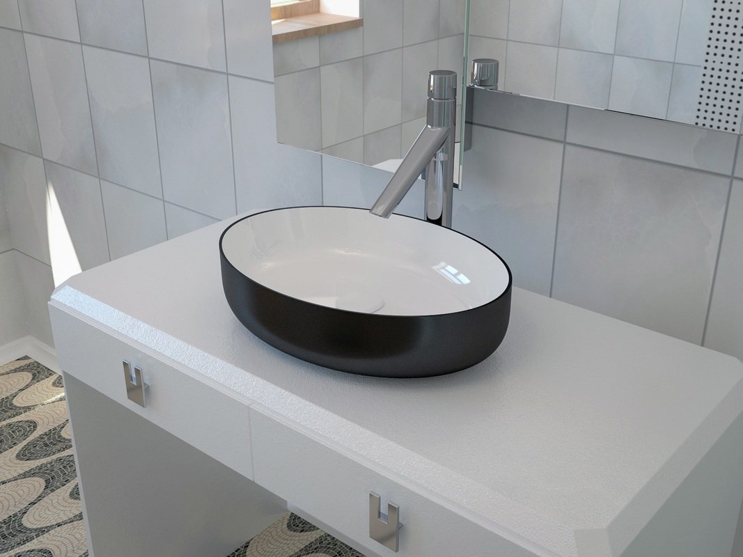 Metamorfosi Black-White Oval Vessel Sink