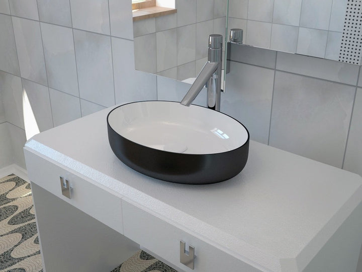 Metamorfosi Black-White Oval Vessel Sink