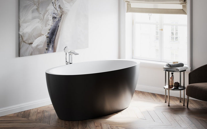 Sensuality Black-White Freestanding Solid Surface Bathtub