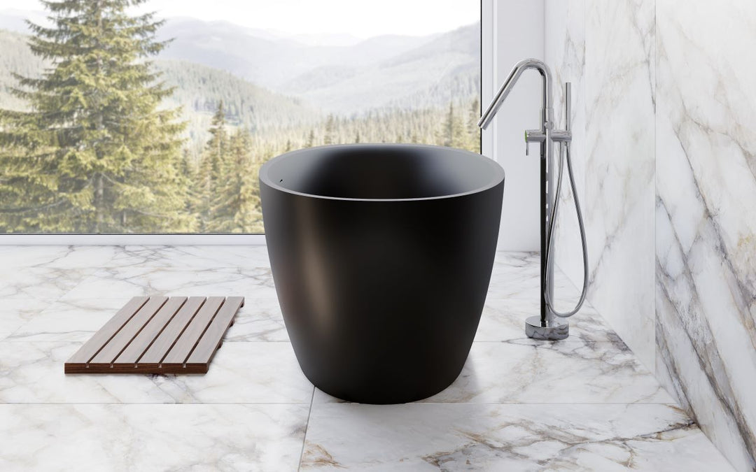 Sensuality Black Freestanding Solid Surface Bathtub