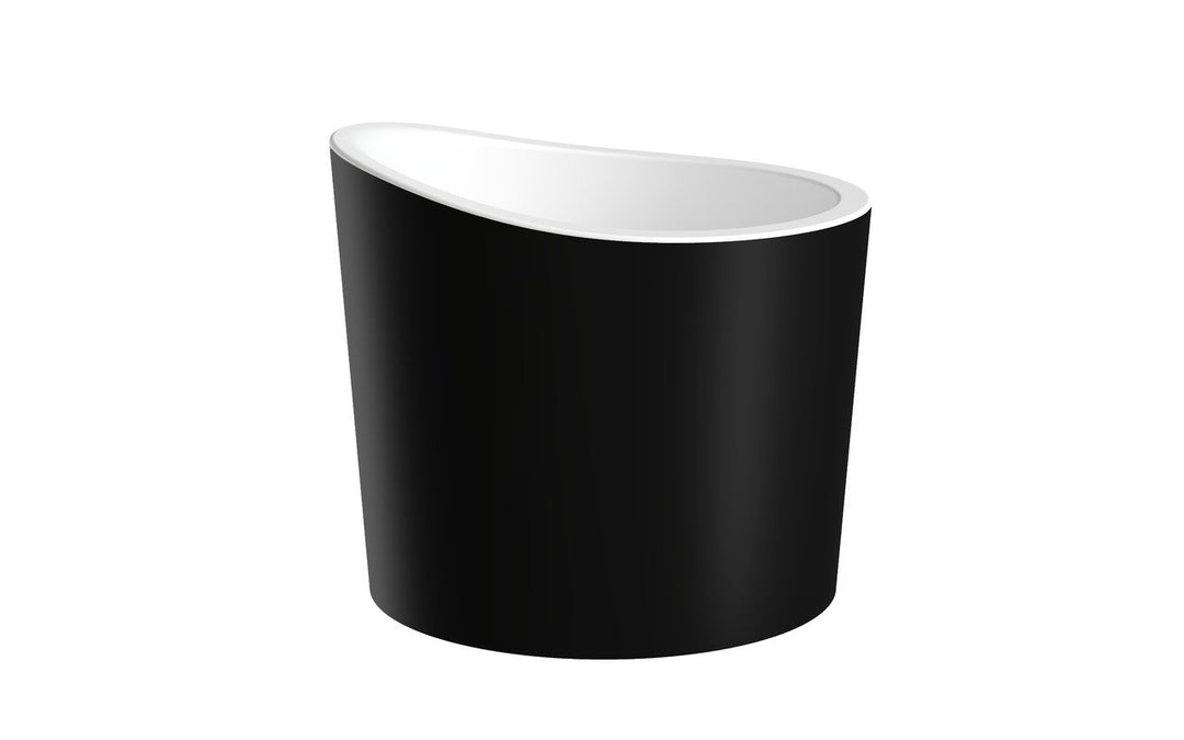 True Ofuro Mini Black-White Freestanding Solid Surface Bathtub