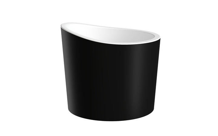 True Ofuro Mini Black-White Freestanding Solid Surface Bathtub