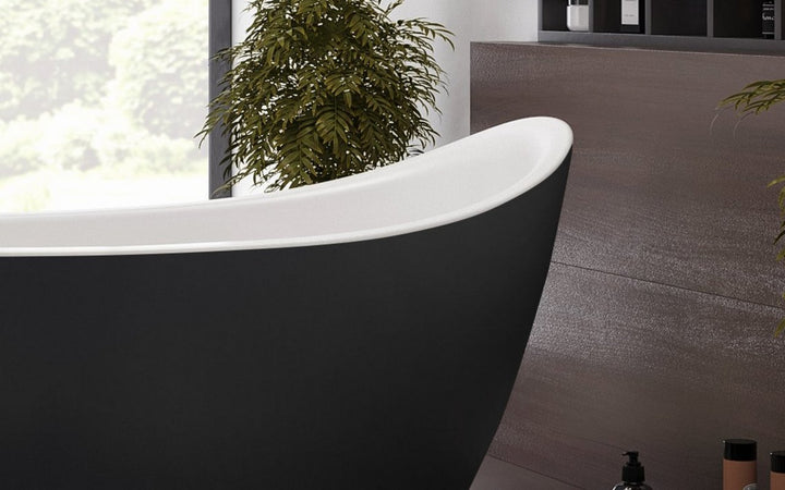 Emmanuelle 2 Black-White Freestanding Solid Surface Bathtub