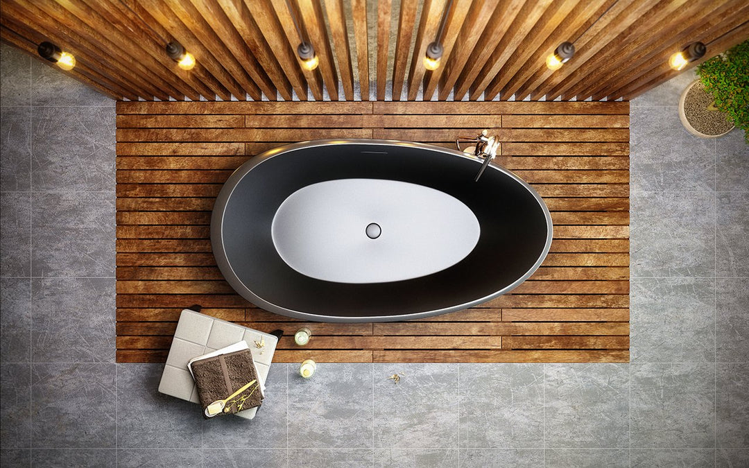 Spoon 2 Black Freestanding Solid Surface Bathtub