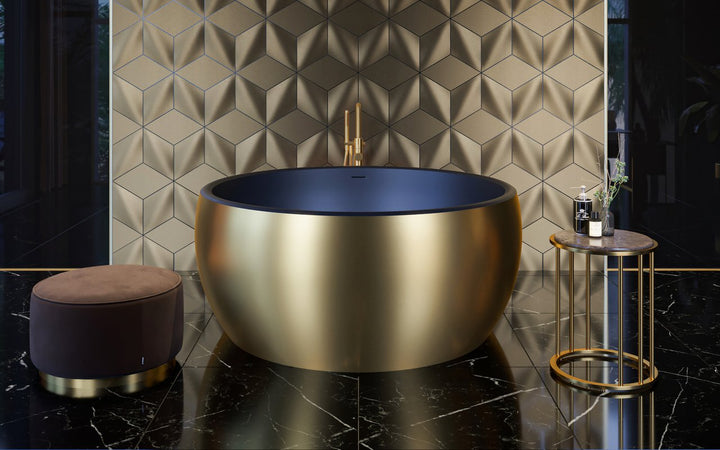 Aura Mini Victorian Gold-Black Freestanding Solid Surface Bathtub