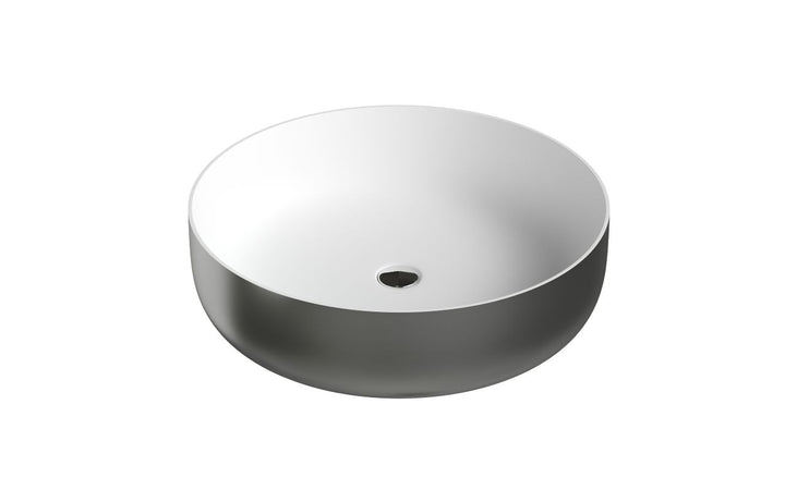 Aurora Gunmetal-White Round Stone Vessel Sink