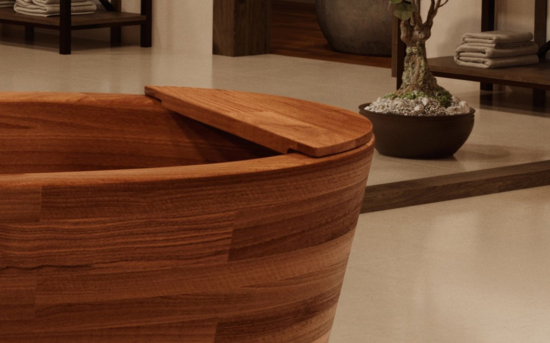 True Ofuro Wood Freestanding Solid Surface Bathtub