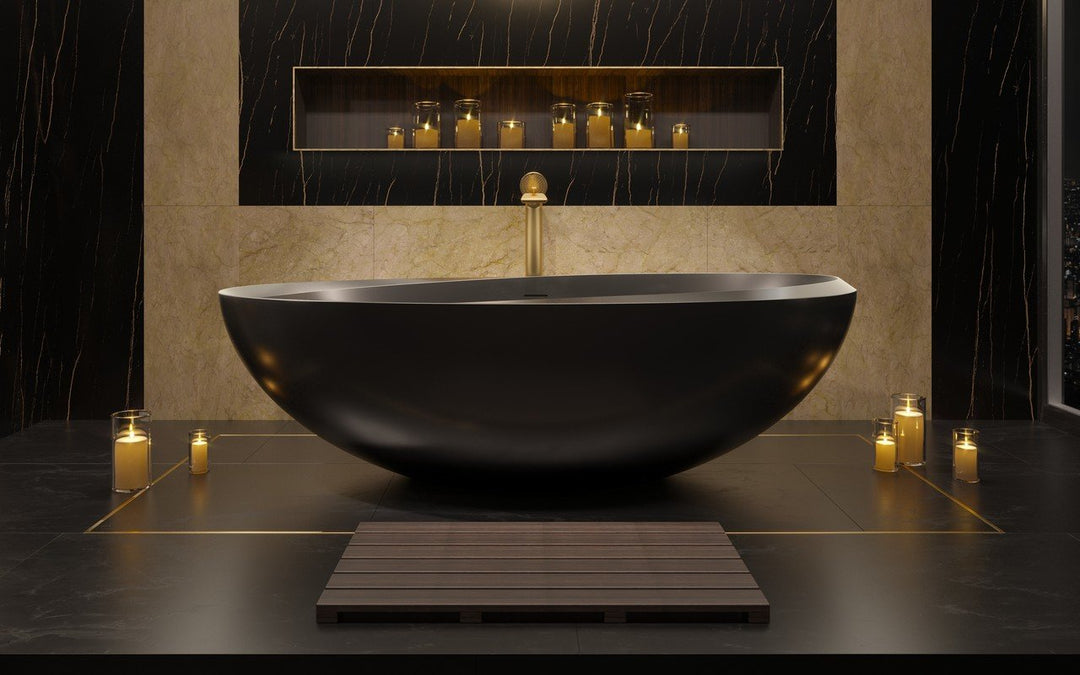 Illusion Black Freestanding Solid Surface Bathtub