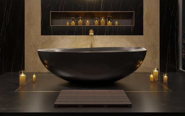 Illusion Black Freestanding Solid Surface Bathtub