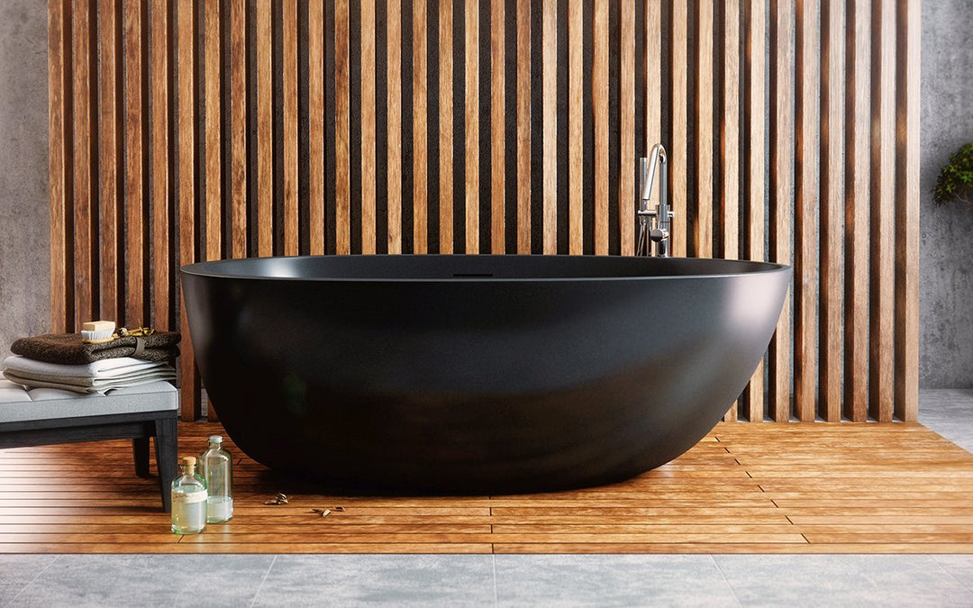 Spoon 2 Black Freestanding Solid Surface Bathtub