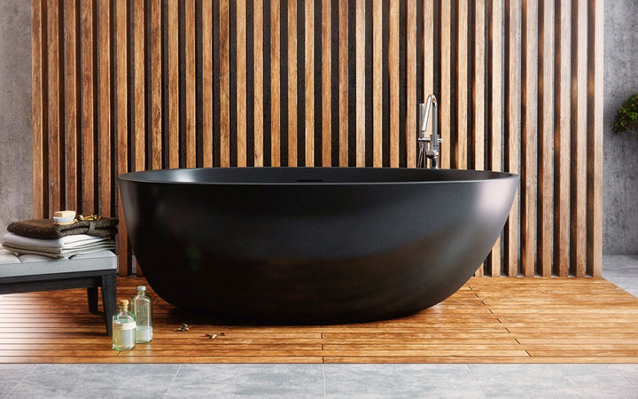Spoon 2 Black Freestanding Solid Surface Bathtub