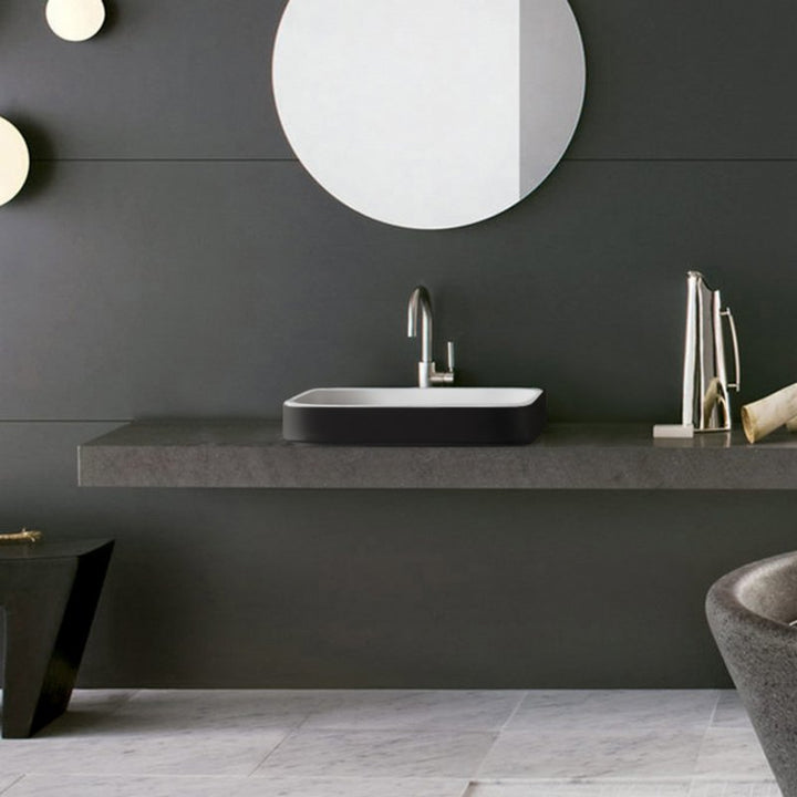 Solace-A Black-White Rectangular Vessel Sink
