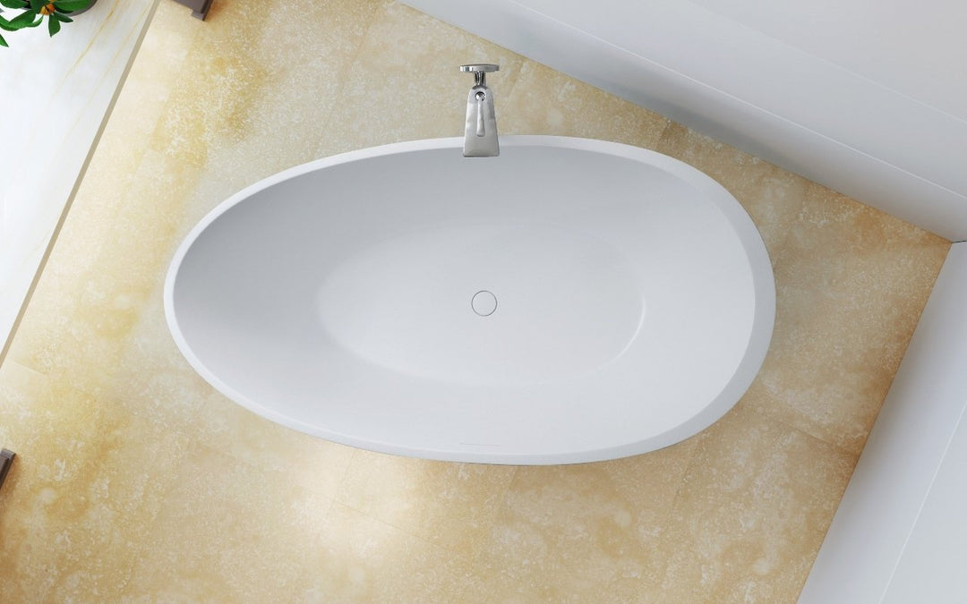 Spoon 2 Black-White Freestanding Solid Surface Bathtub