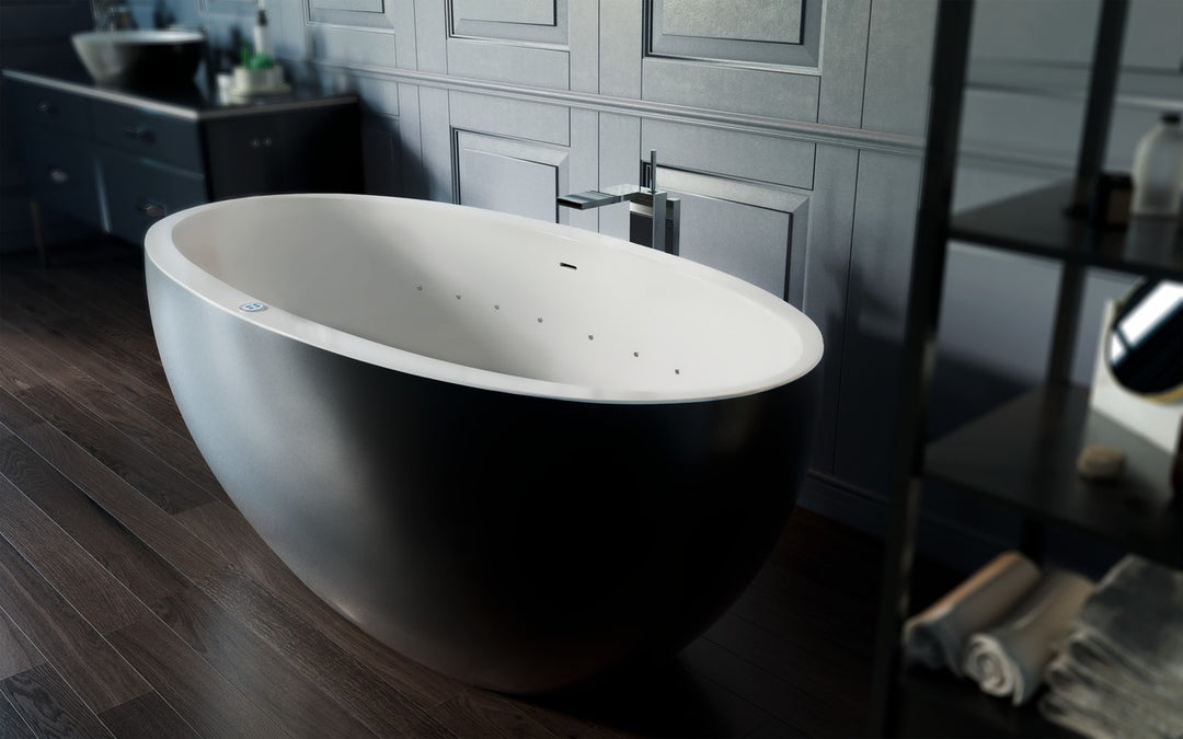 Sensuality Mini Black-White Relax Freestanding Solid Surface Bathtub