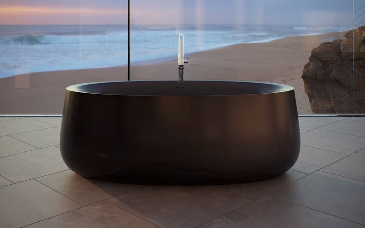 Leah Black Freestanding Solid Surface Bathtub