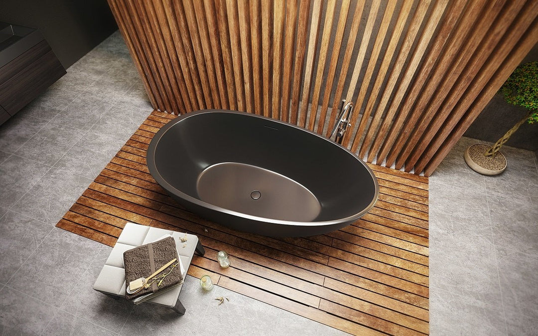 Spoon 2 Black Freestanding Solid Surface Bathtub