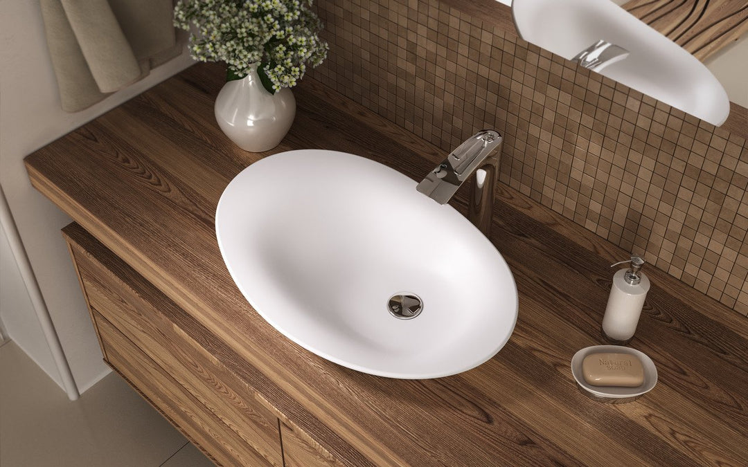 Nanomorph-Wht Stone Bathroom Vessel Sink
