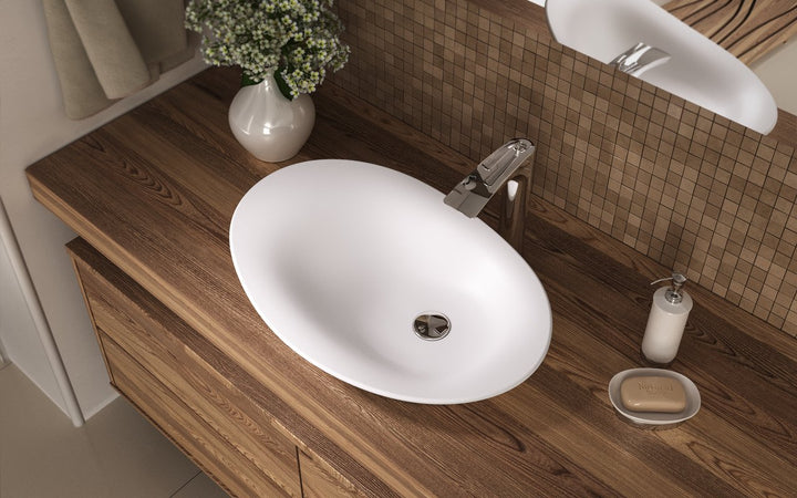 Nanomorph-Wht Stone Bathroom Vessel Sink