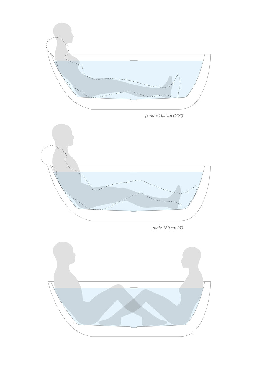 Spoon 2 Black-White Freestanding Solid Surface Bathtub