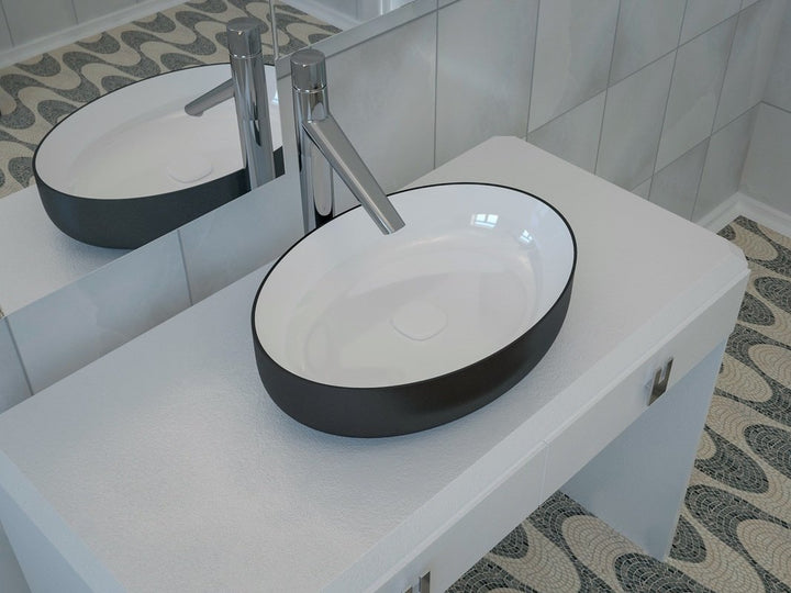 Metamorfosi Black-White Oval Vessel Sink