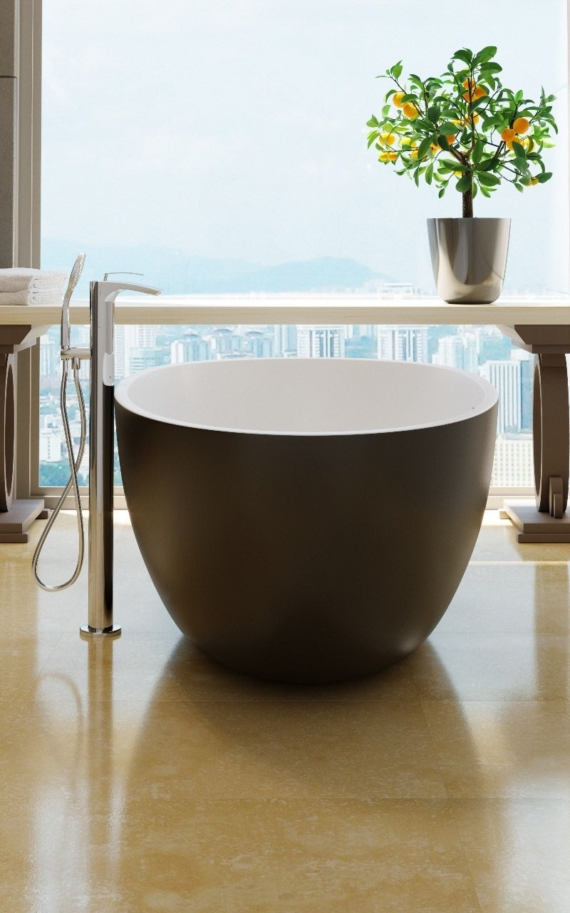 Spoon 2 Black-White Freestanding Solid Surface Bathtub