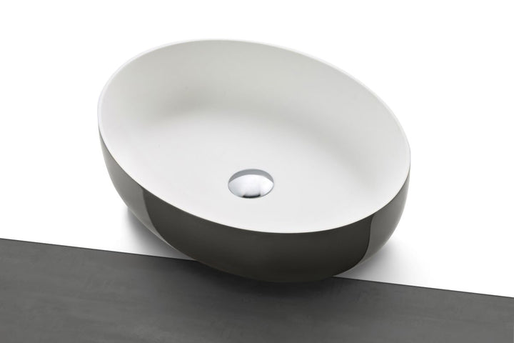 Aurora Gunmetal-White Supergloss Oval Vessel Sink