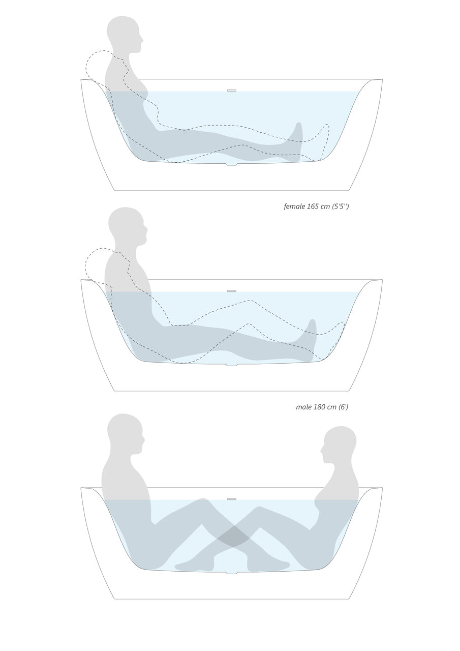 Sensuality Black-White Freestanding Solid Surface Bathtub