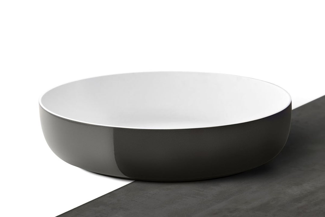 Aurora Gunmetal-White Supergloss Oval Vessel Sink