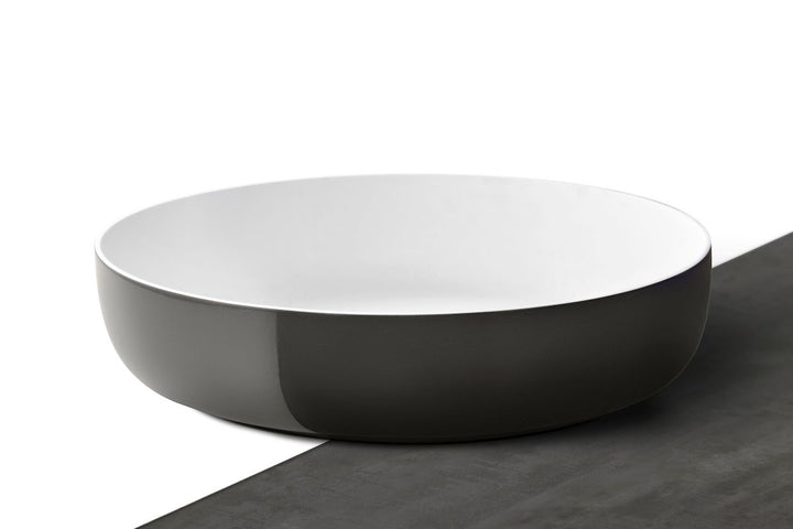 Aurora Gunmetal-White Supergloss Oval Vessel Sink