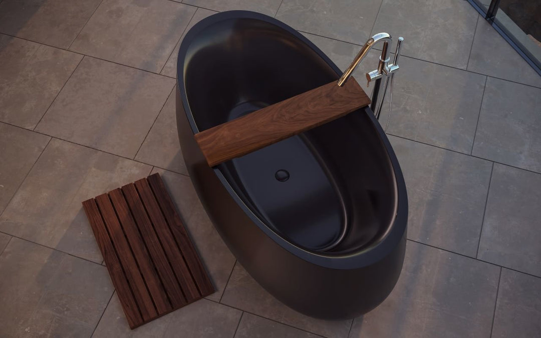 Leah Black Freestanding Solid Surface Bathtub