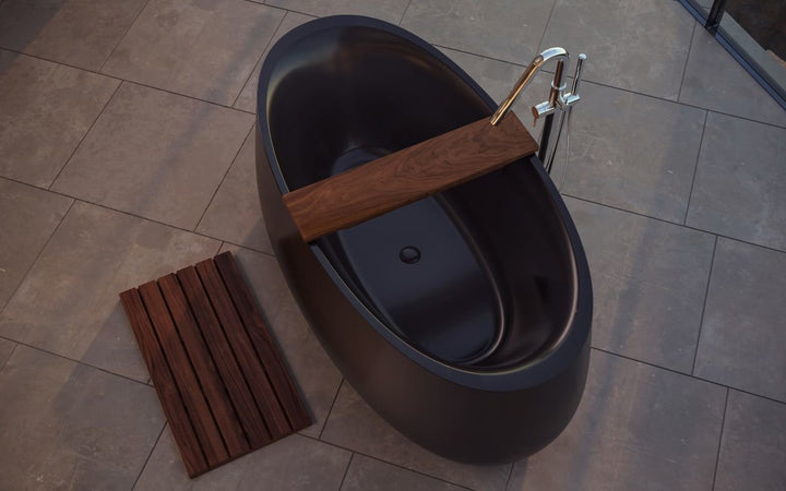 Leah Black Freestanding Solid Surface Bathtub