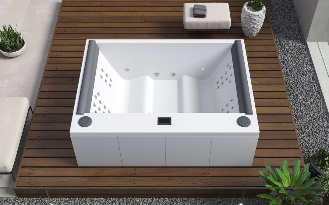 Downtown Spa with White Composite Siding (fmr. Maridur)