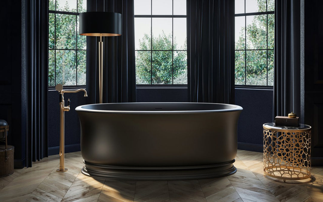 Aquatica Aphrodite-Black Freestanding Solid Surface Bathtub